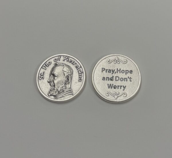 Padre Pio "Pray, Hope, and Don't Worry" Pocket Medal